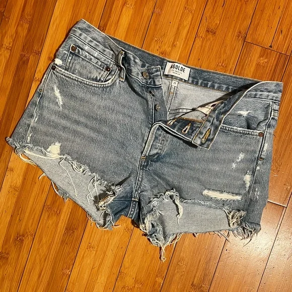 Agolde Parker Vintage Cut Off Distressed Jean Shorts Size 29 - Picture 5 of 15